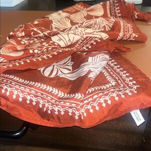 100% Silk coral and beige floral Scarf from Sundance